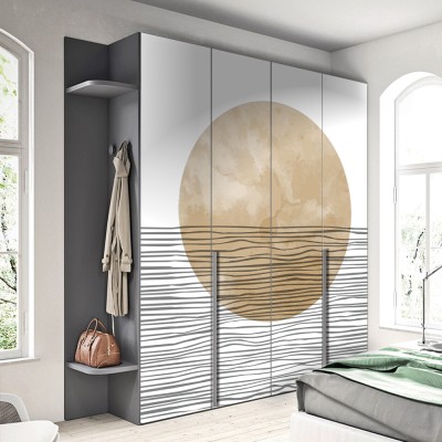 Houseart Gold moon, Line Art, Αυτοκόλλητα ντουλάπας, 100 x 141 εκ.